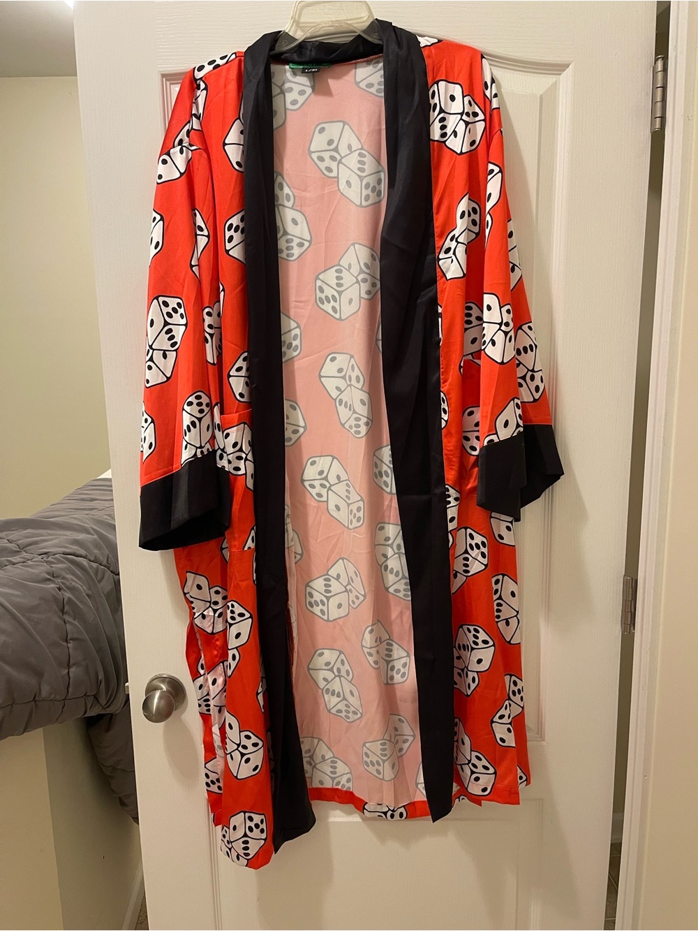 Emy Ave (now Burnt Toast) Red & Black Dice Print Satin Robe